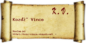 Kozó Vince névjegykártya